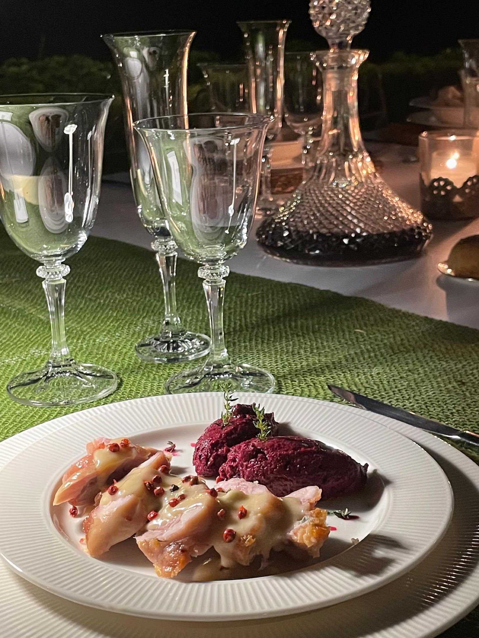 A plated course at a wedding dinner