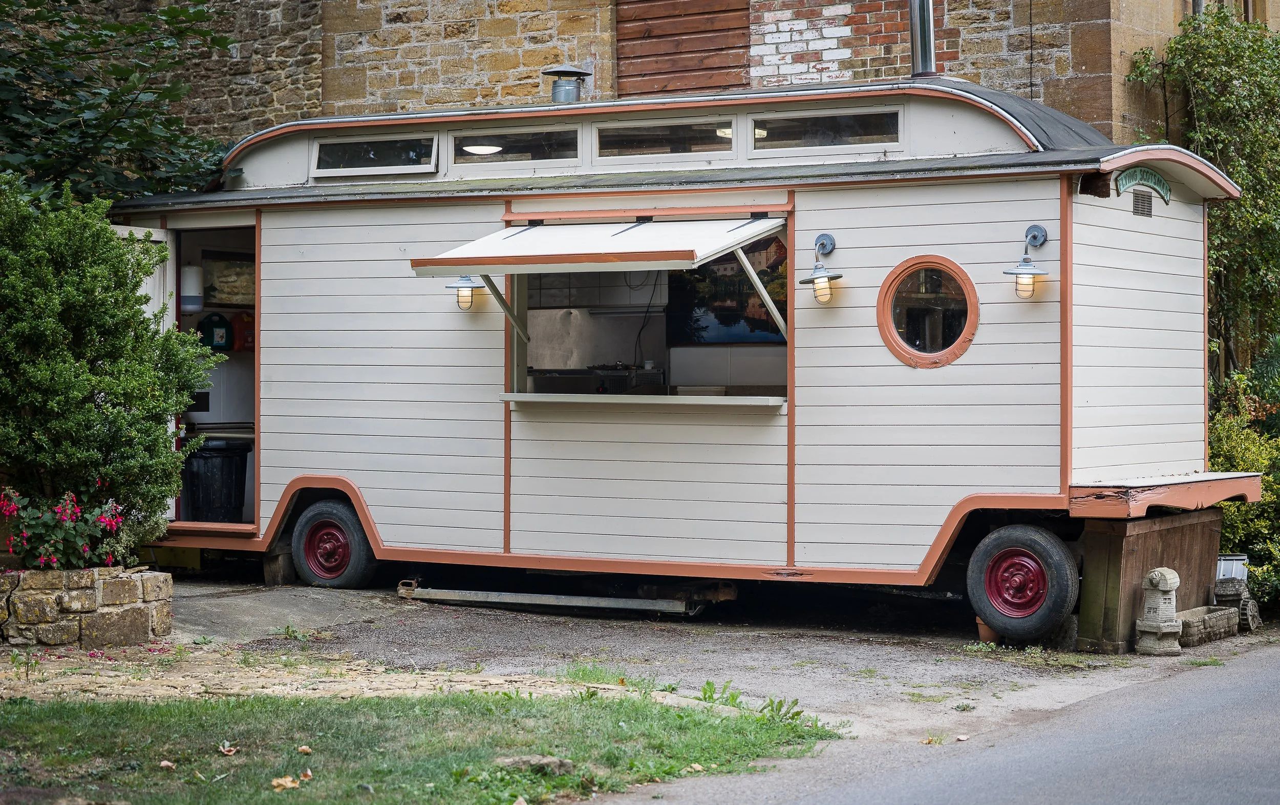 The vintage horsebox bar in the grounds