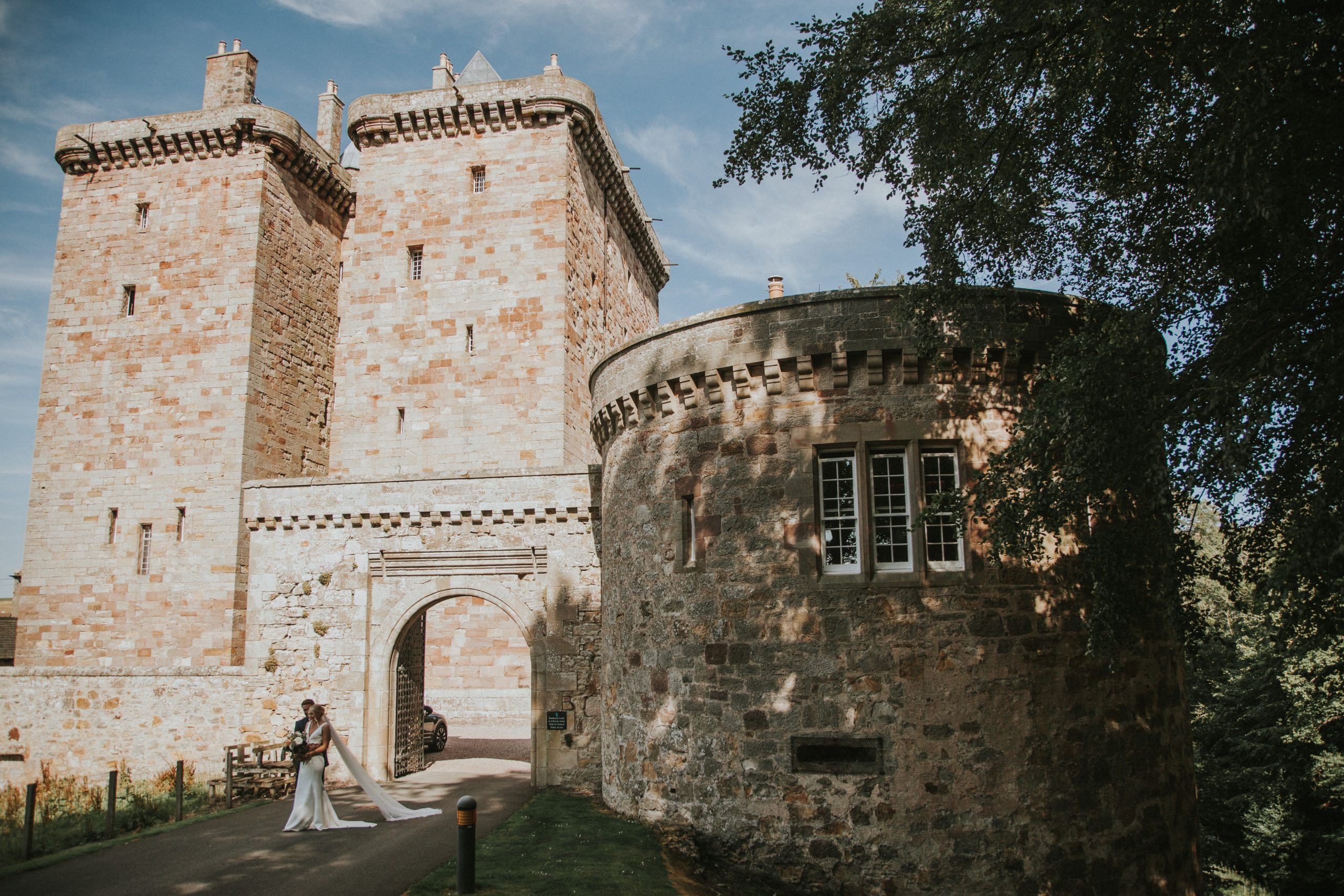 The gatehouse and tower keep in daylight