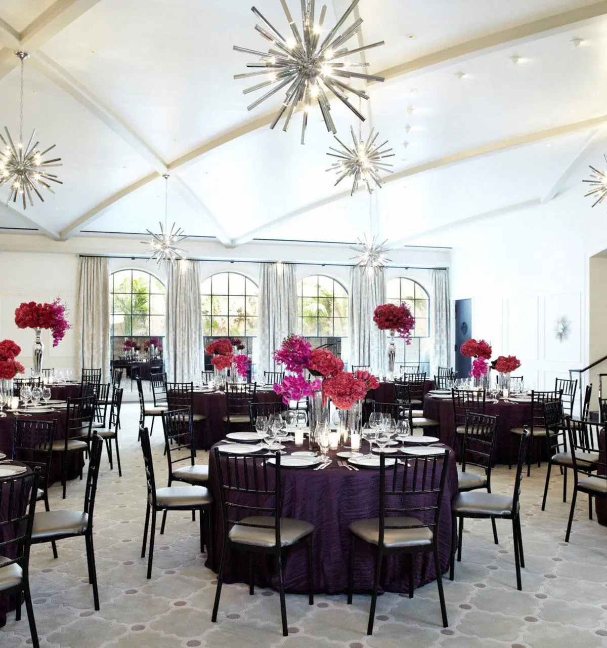 The Garden Ballroom at Hotel Bel-Air, dressed for a wedding reception