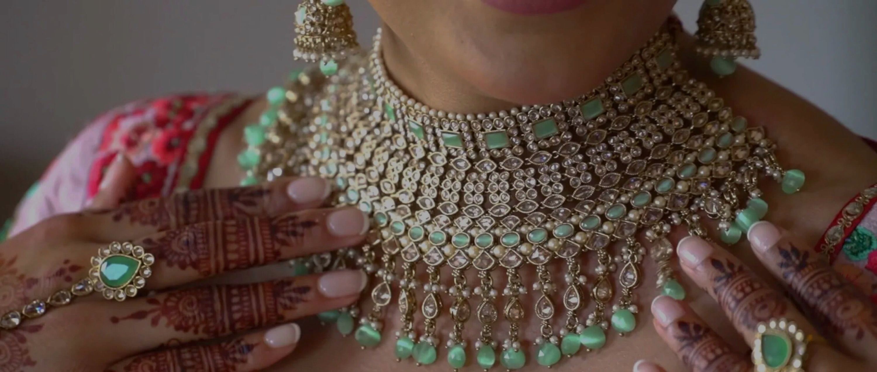 The bride's jewellery, in close-up