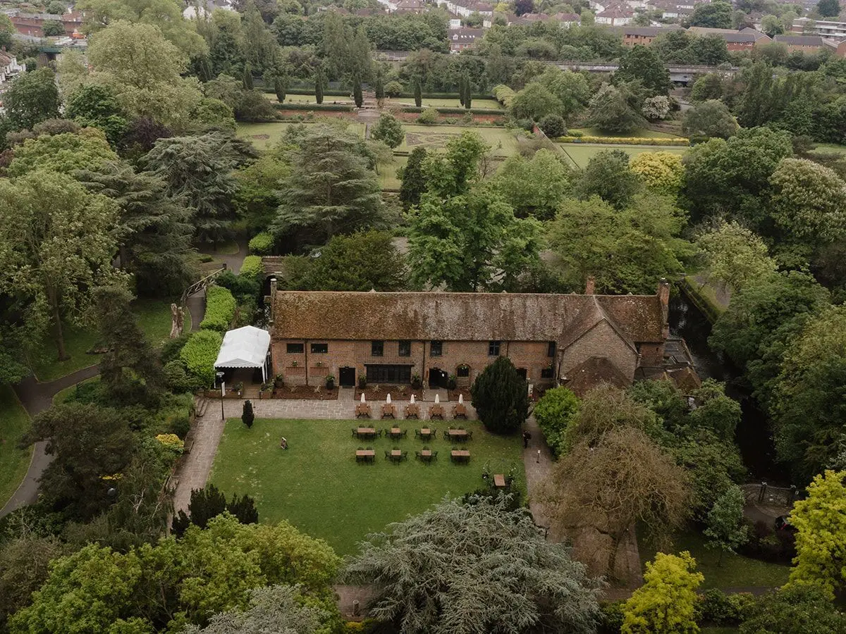 Tudor Barn Eltham from the air
