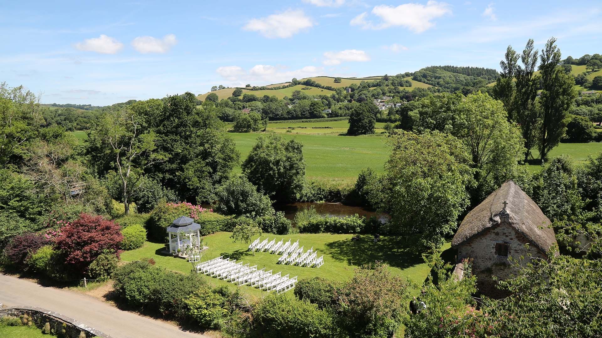 A Ceremony on the Gazebo Lawn, Bickleigh Castle, Tiverton, England