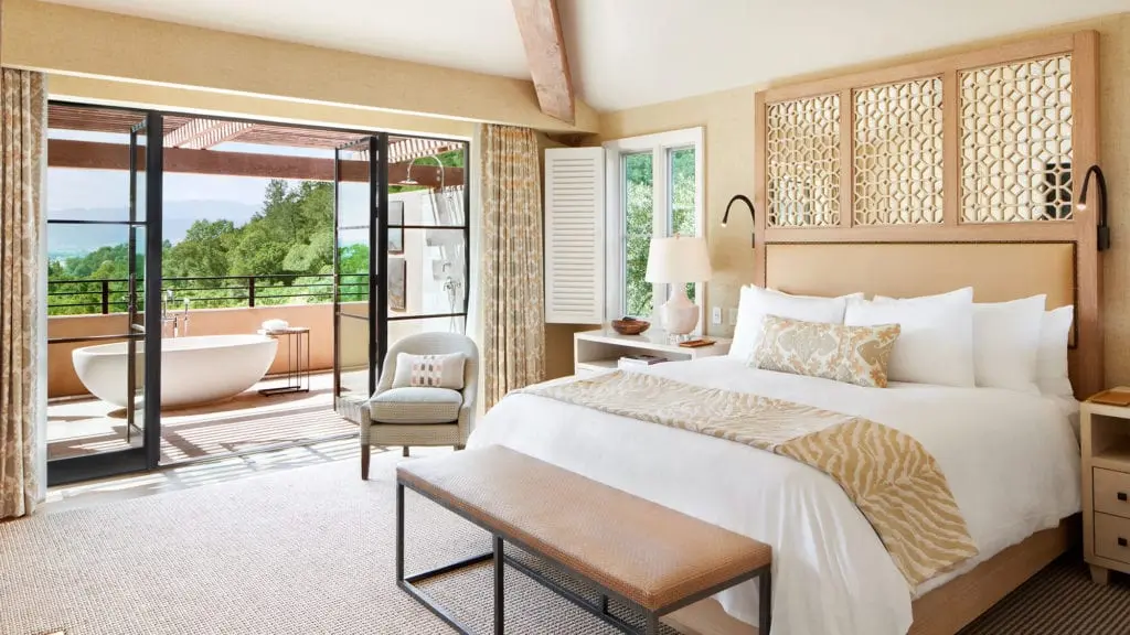 A Private Champagne Maison bedroom at Auberge du Soleil