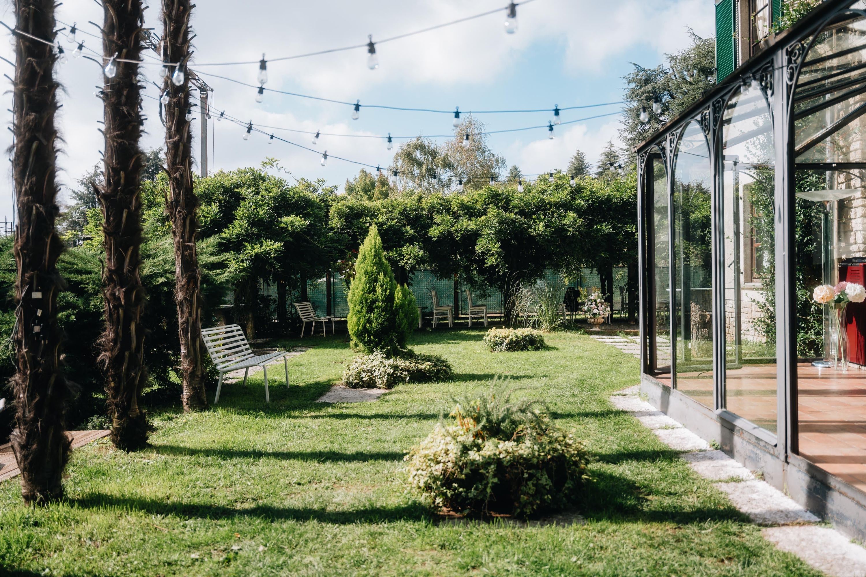 Villa gardens in summer above the lake
