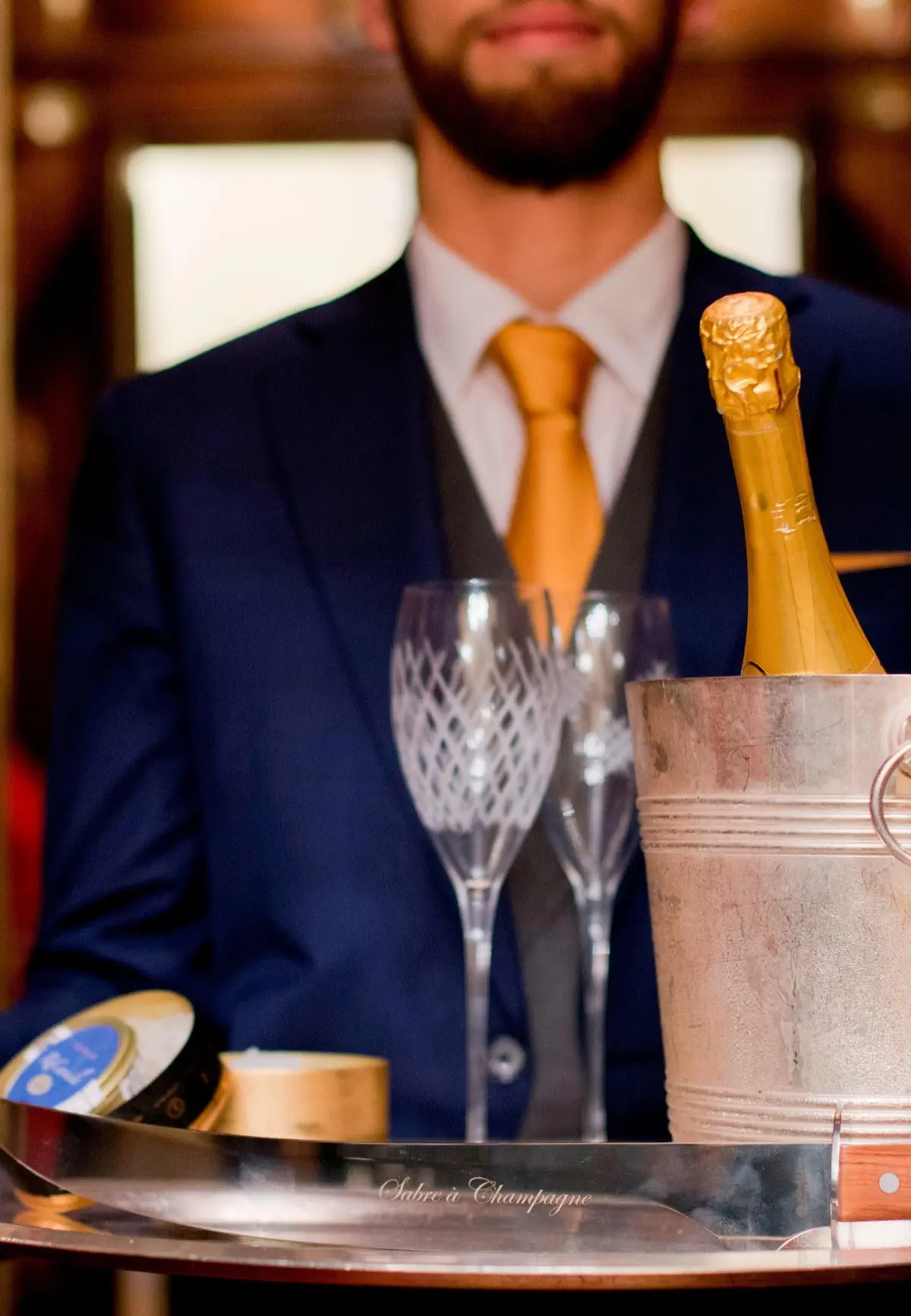 The champagne sabering ritual at The St. Regis Rome