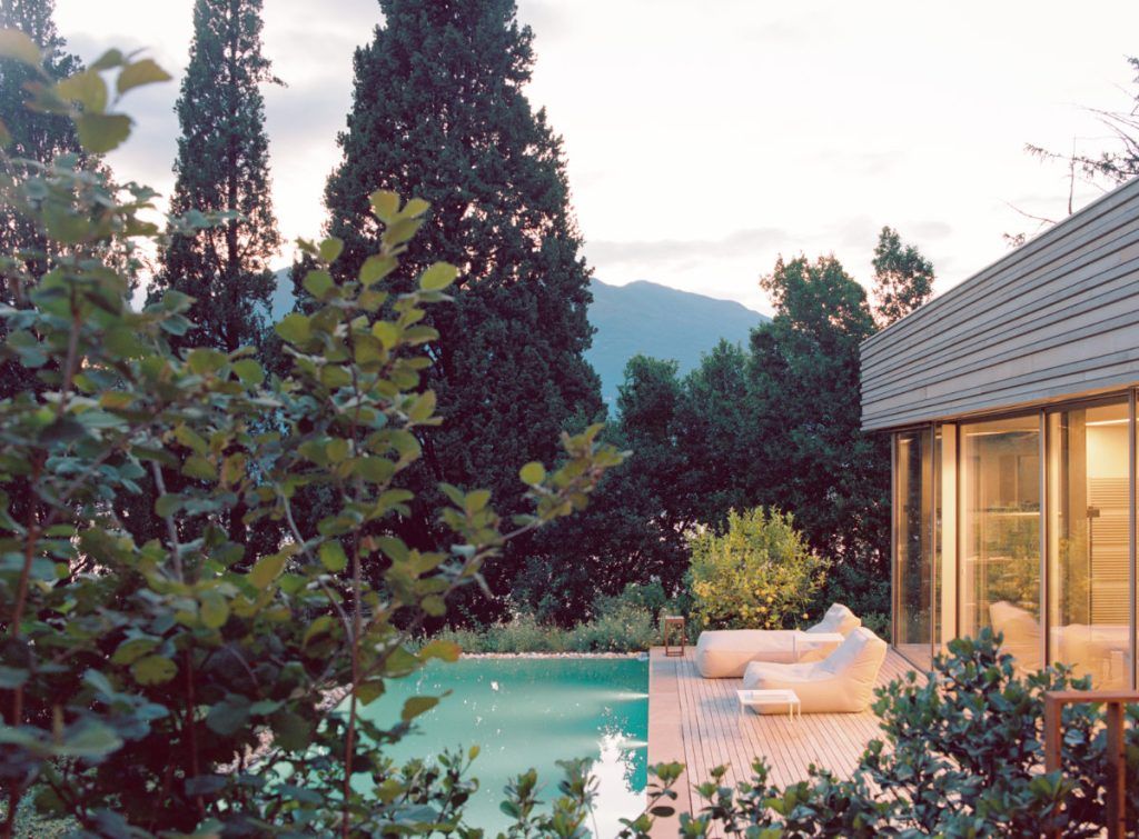 A villa garden on the shore of Lake Como