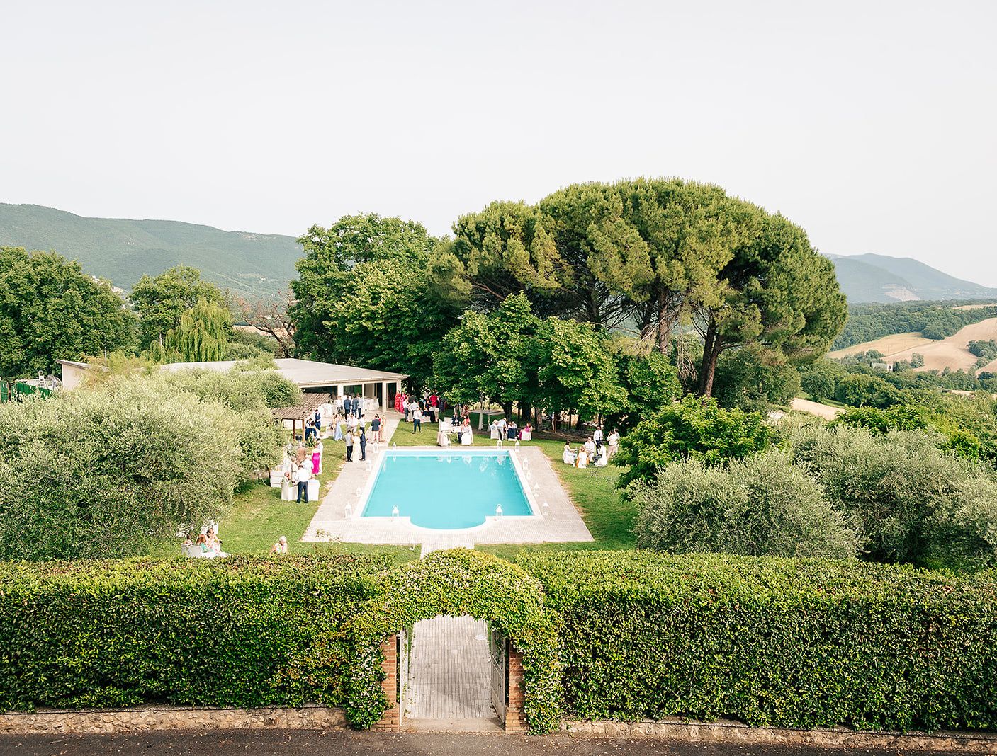 The Gardens and Outdoor Pool from Above, Castello di Montignano, Massa Martana, Italy