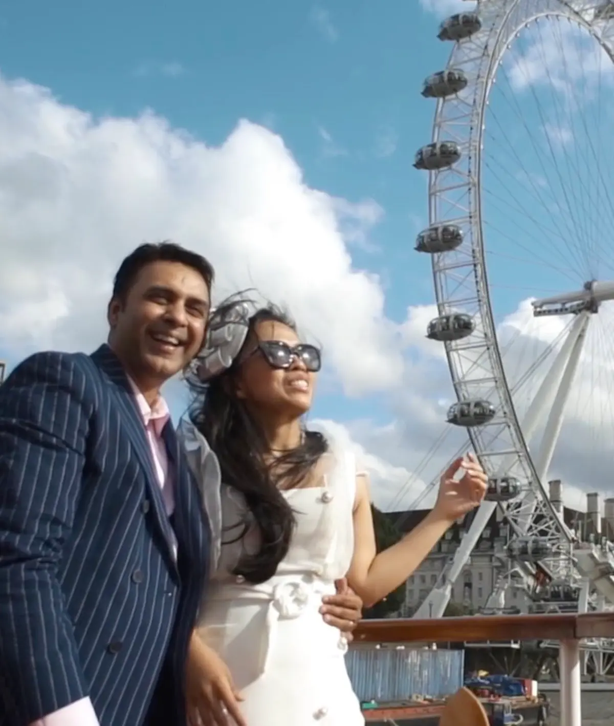 An engagement portrait beside the London Eye, Andrei Weddings, London, England