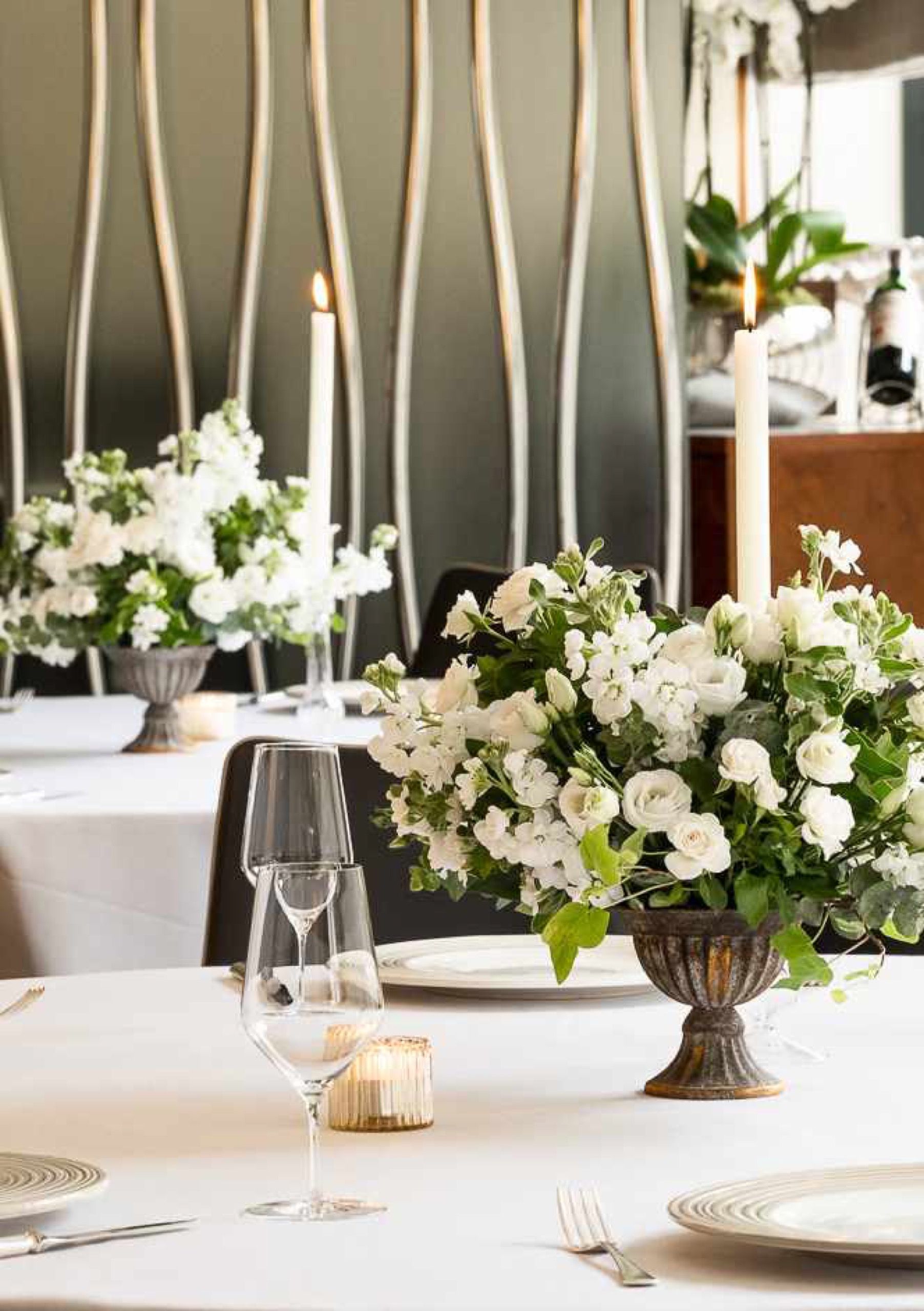 The Pétrus dining room, dressed for a wedding