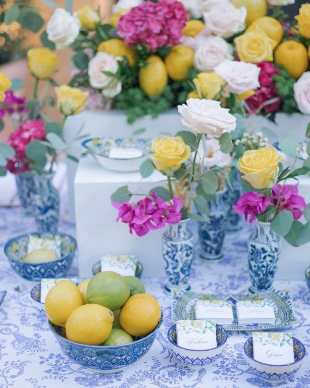 An Amalfi-style tablescape dressed with lemons