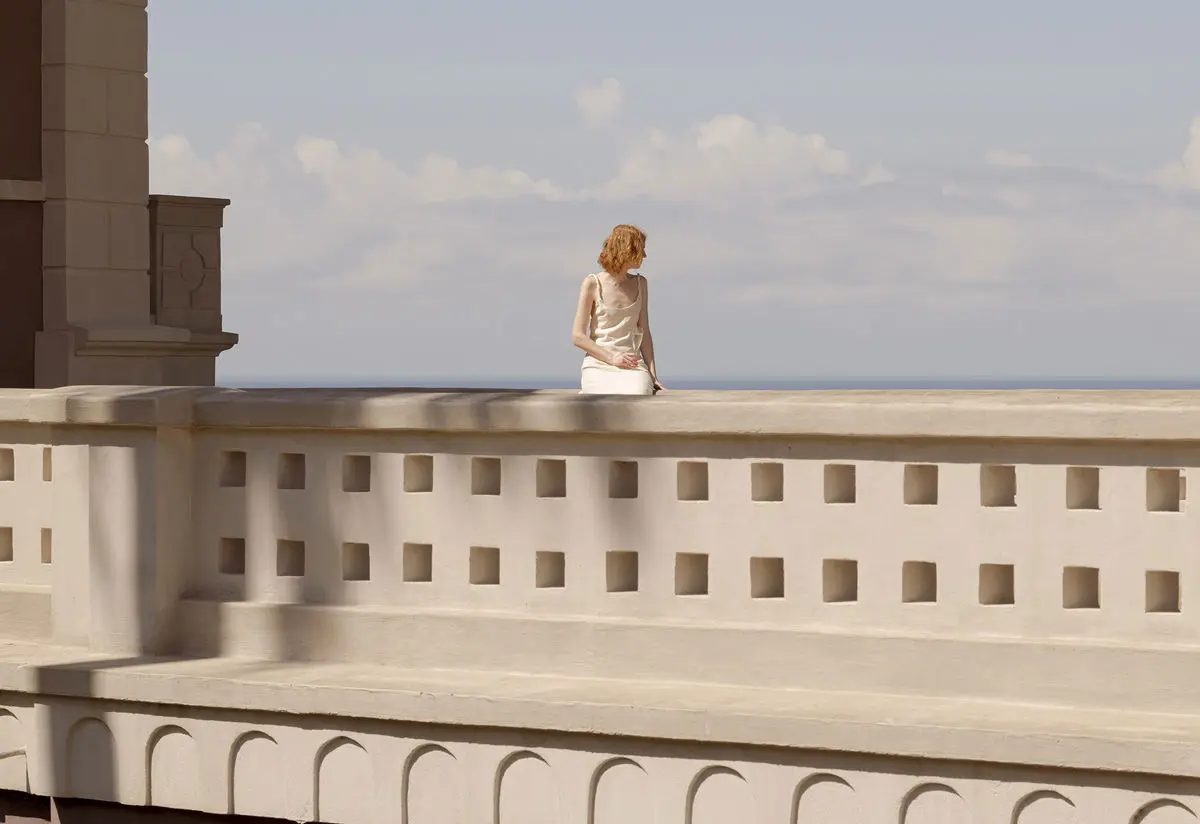 The rooftop terrace and the Tyrrhenian beyond