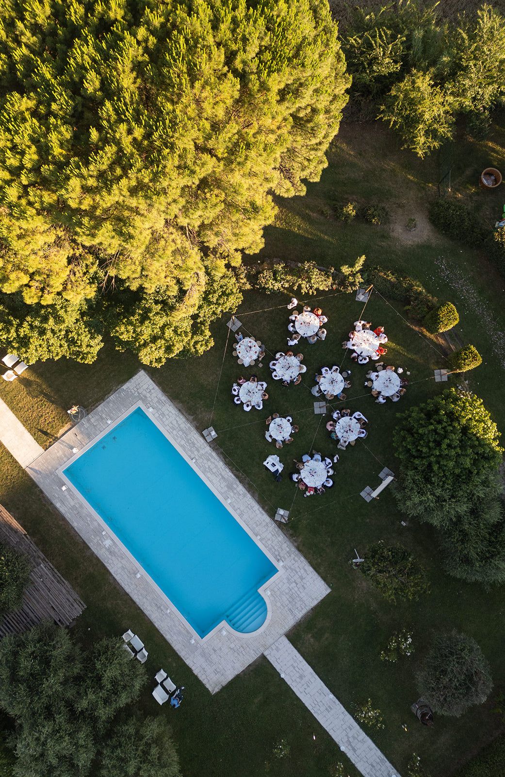 The Outdoor Pool at Dusk, from Above