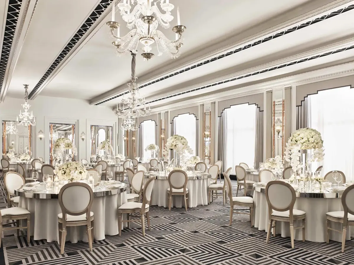 The Art Deco Ballroom, Dressed for a Wedding, Claridge's, London, England