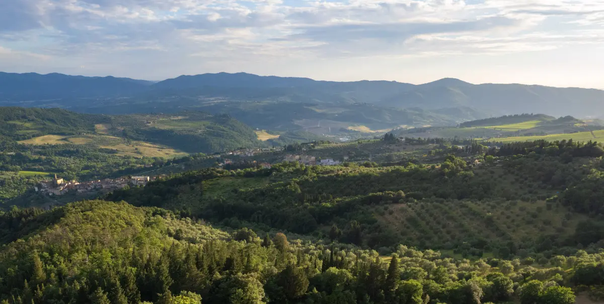 The sunset terrace at Podere Castellare