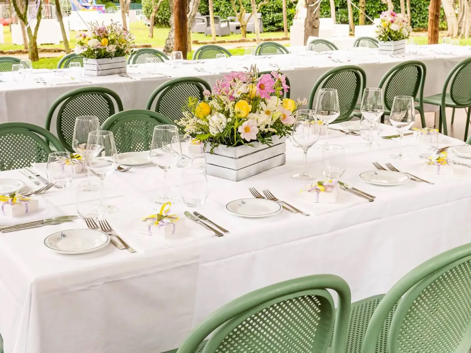 A wedding breakfast under a garden pergola near Sorrento