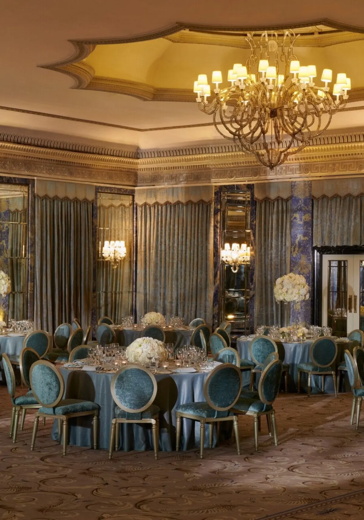 The Art Deco Ballroom at The Dorchester, set for a wedding