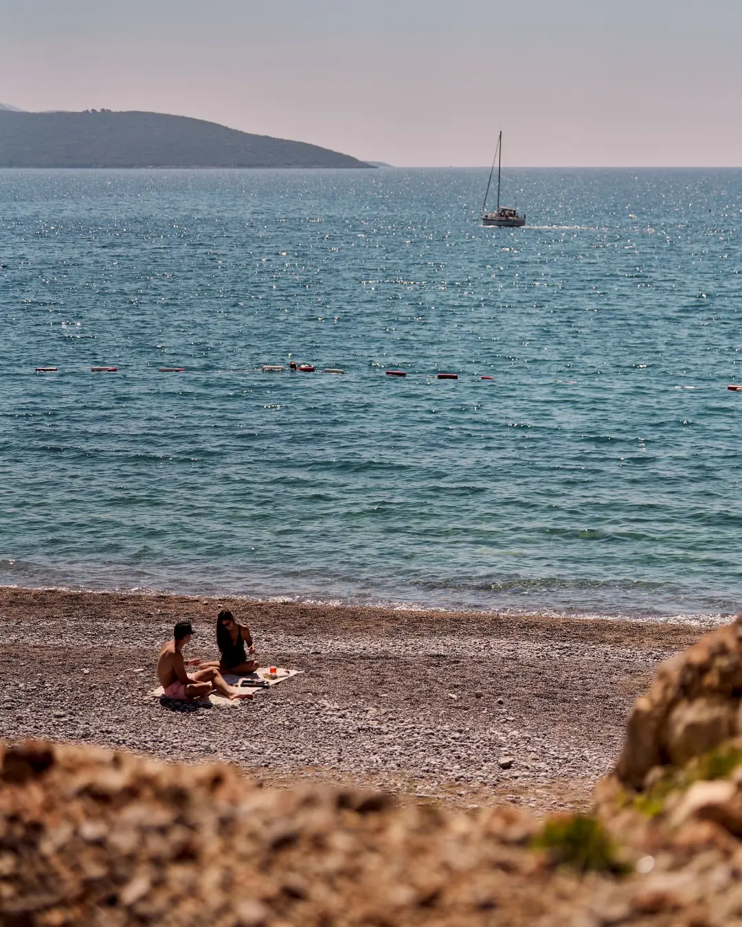 The beach and the Adriatic at Luštica Bay