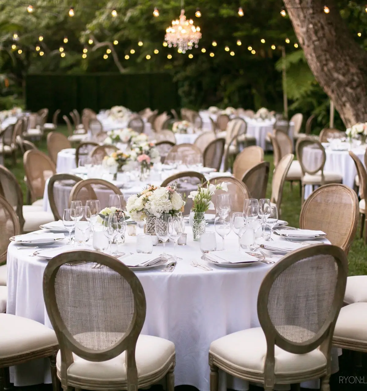 An evening reception on the Front Lawn at Hotel Bel-Air