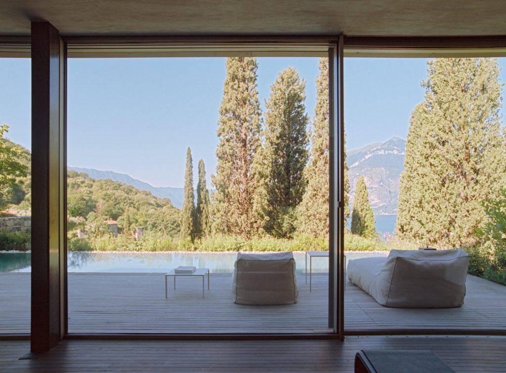 A villa garden above Lake Como