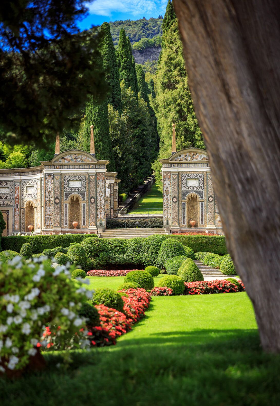 The historic mosaic garden and cypress avenue at Villa d’Este