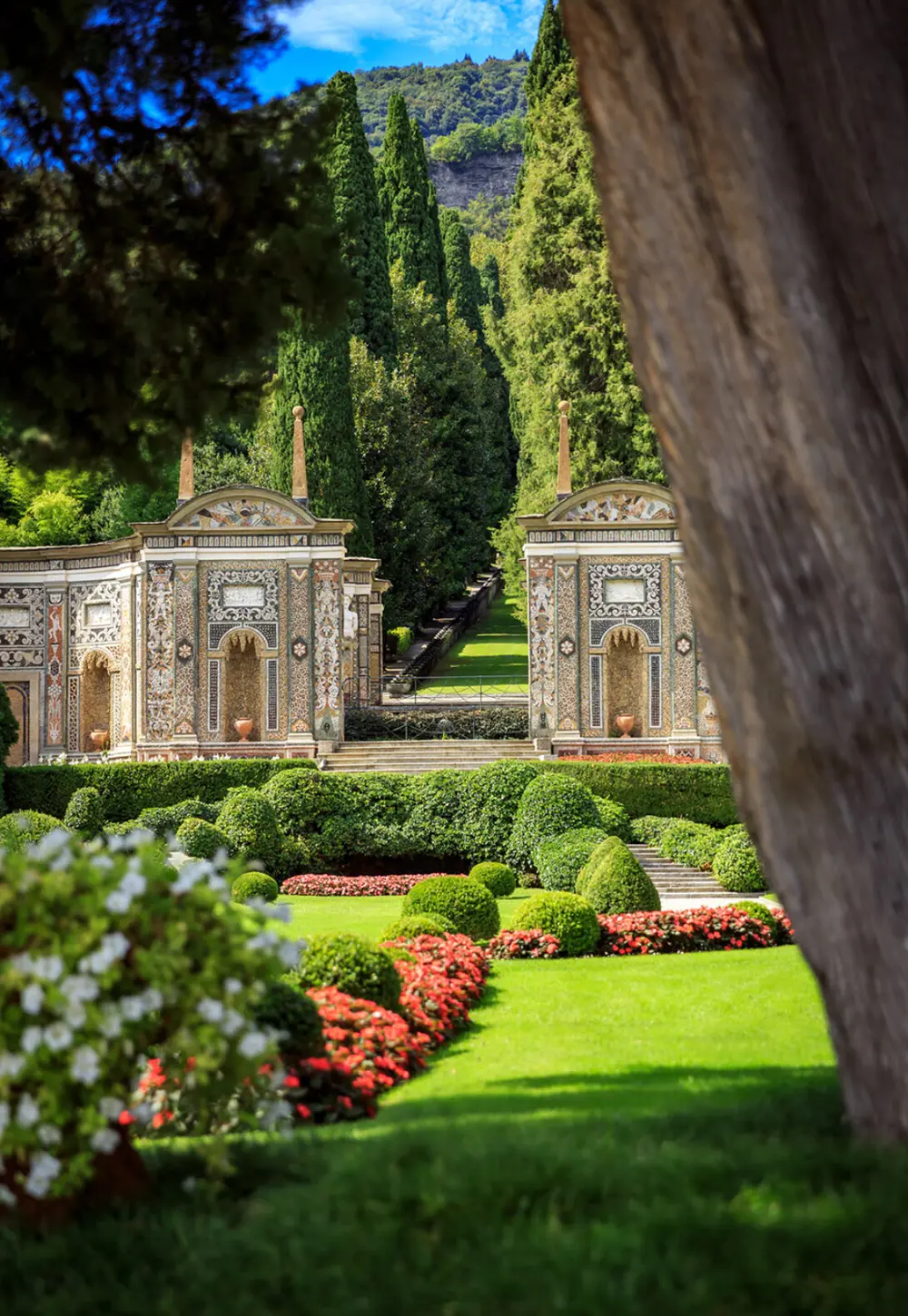 The historic mosaic garden and cypress avenue at Villa d’Este