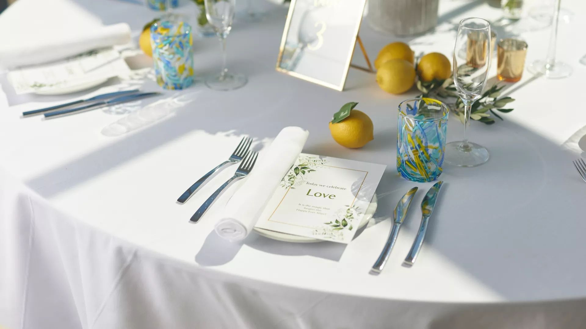 A wedding table set on the terrace, above the marina, The Chedi Luštica Bay, Radovići, Montenegro