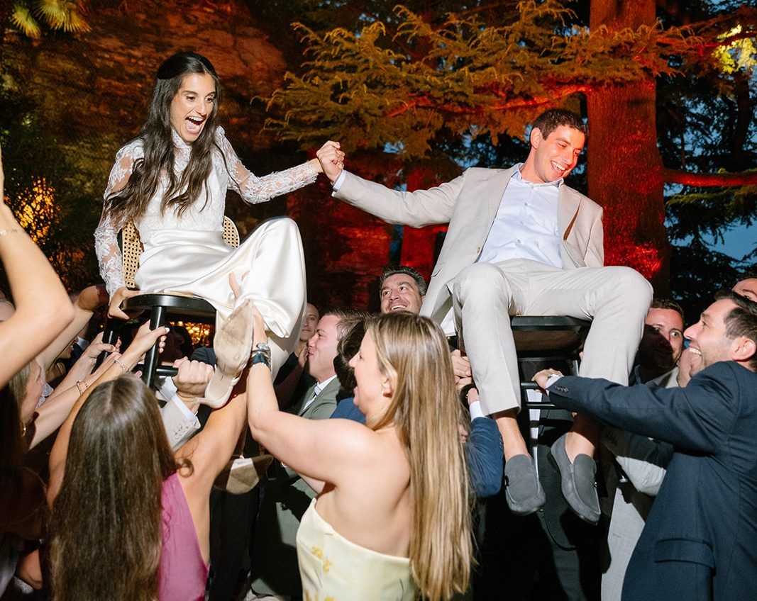 Hora dance at a Jewish wedding — Aston Band providing the music