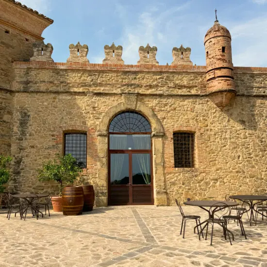 Piazza delle Torri, the medieval battlement wall and watch-tower