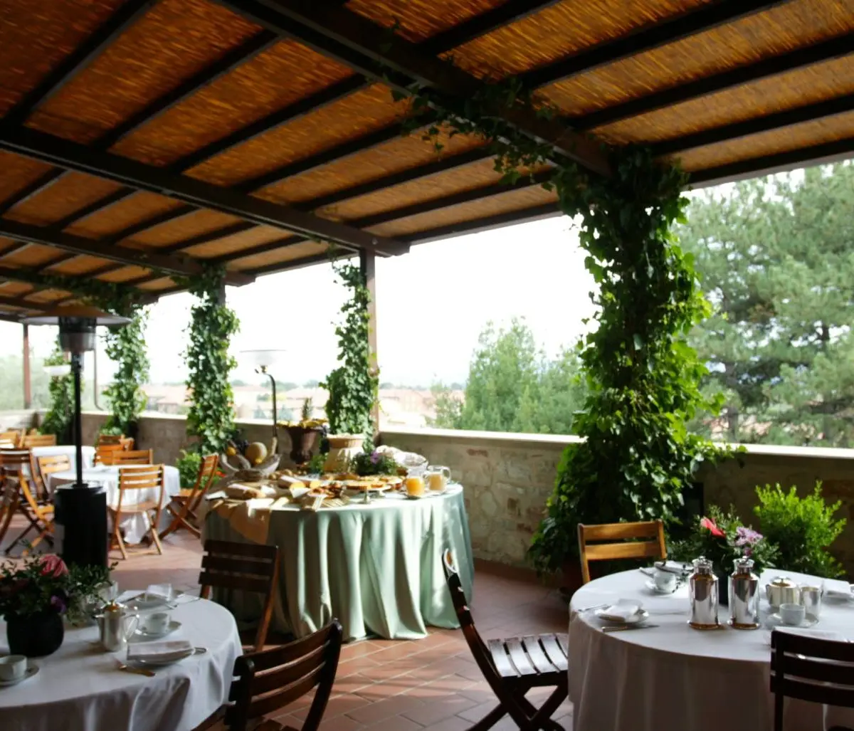 The Sala San Nicola terrace over Gubbio at Park Hotel ai Cappuccini