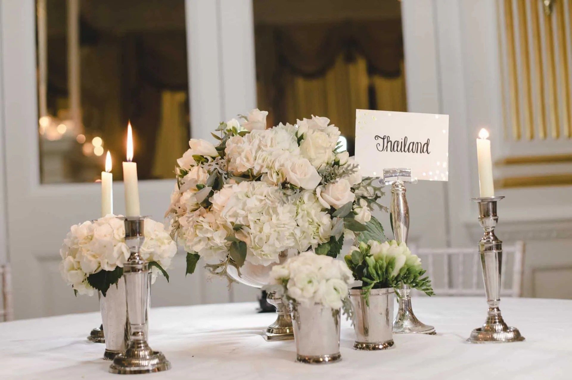 Table settings for a wedding at Claridge's
