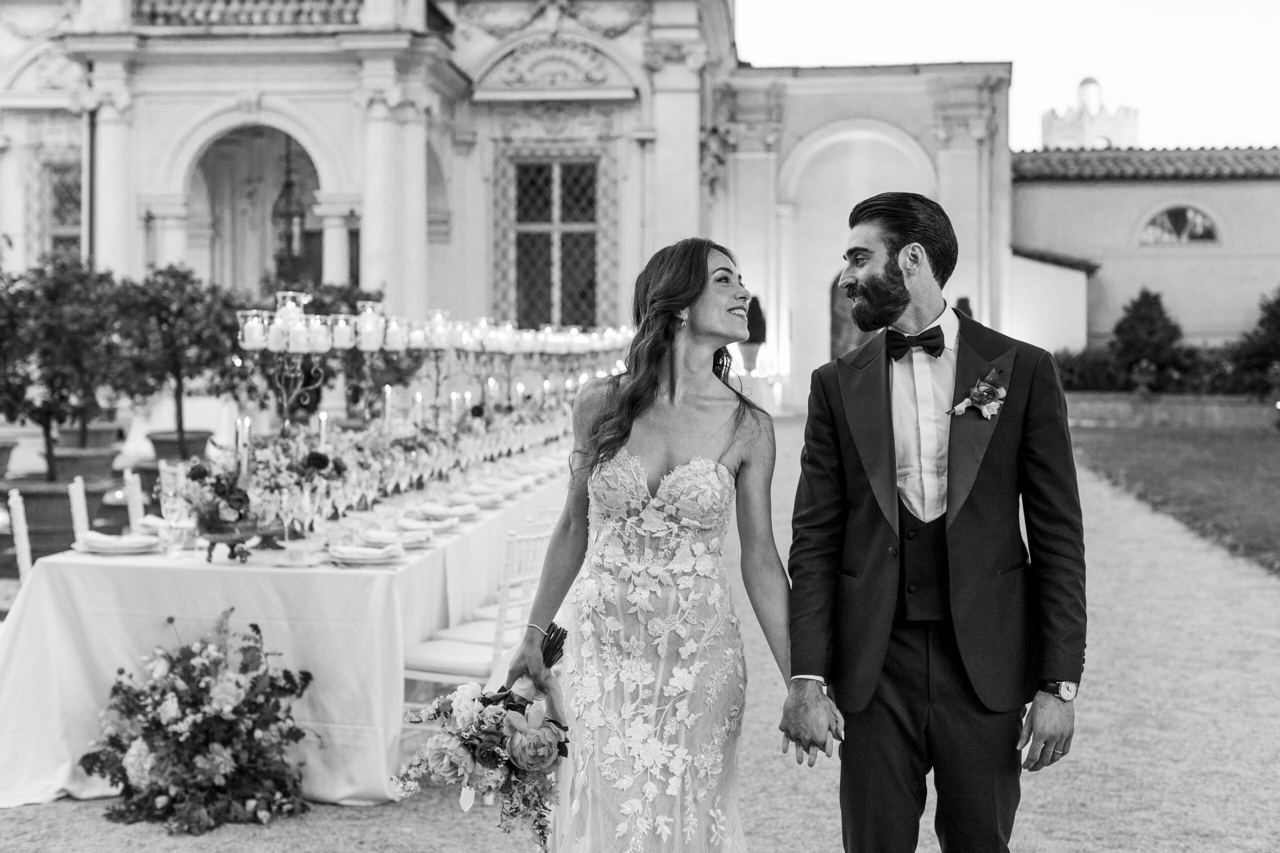 Walking the length of the banquet table before dinner, Villa Aurelia, Rome