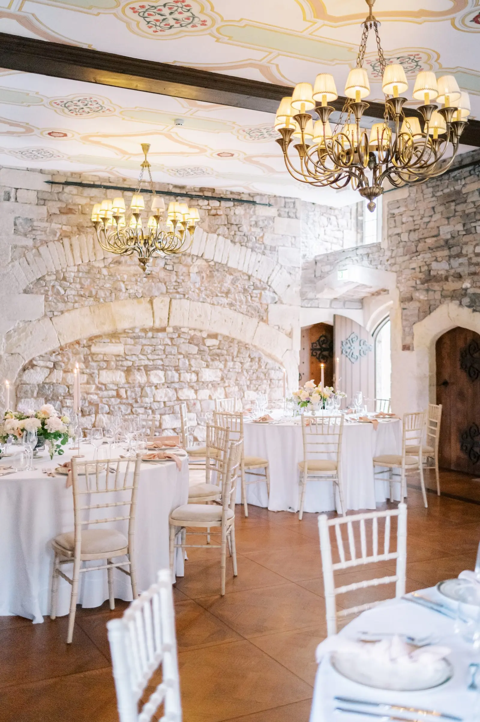 The Tudor Hall set for a wedding breakfast at Thornbury Castle