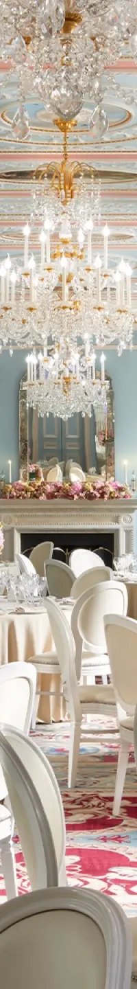 The Wedgwood-blue Belgravia ballroom at The Lanesborough, dressed for a wedding