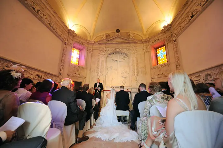 A wedding ceremony in the private chapel, Villa di Catignano