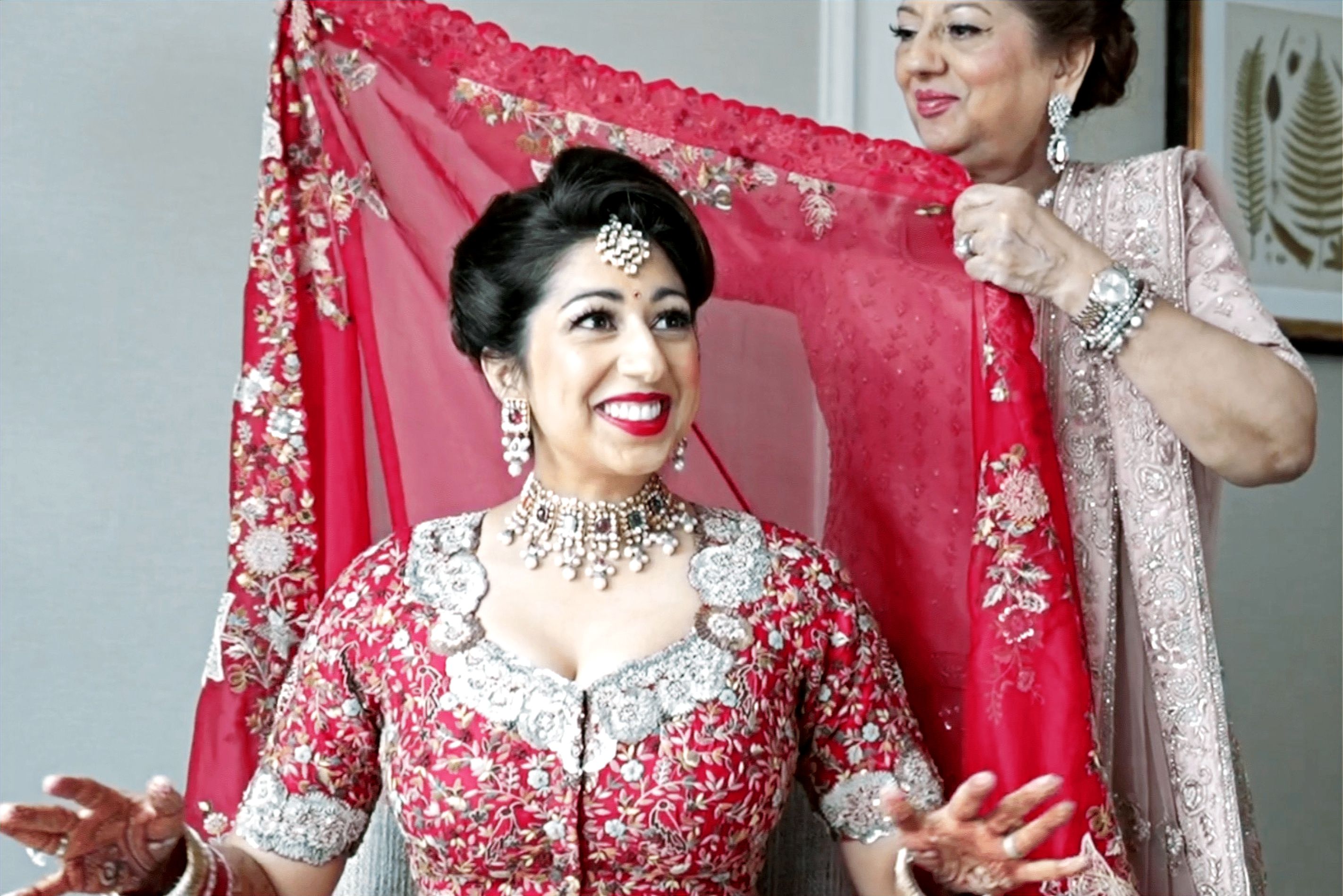 The bride, veiled for blessing