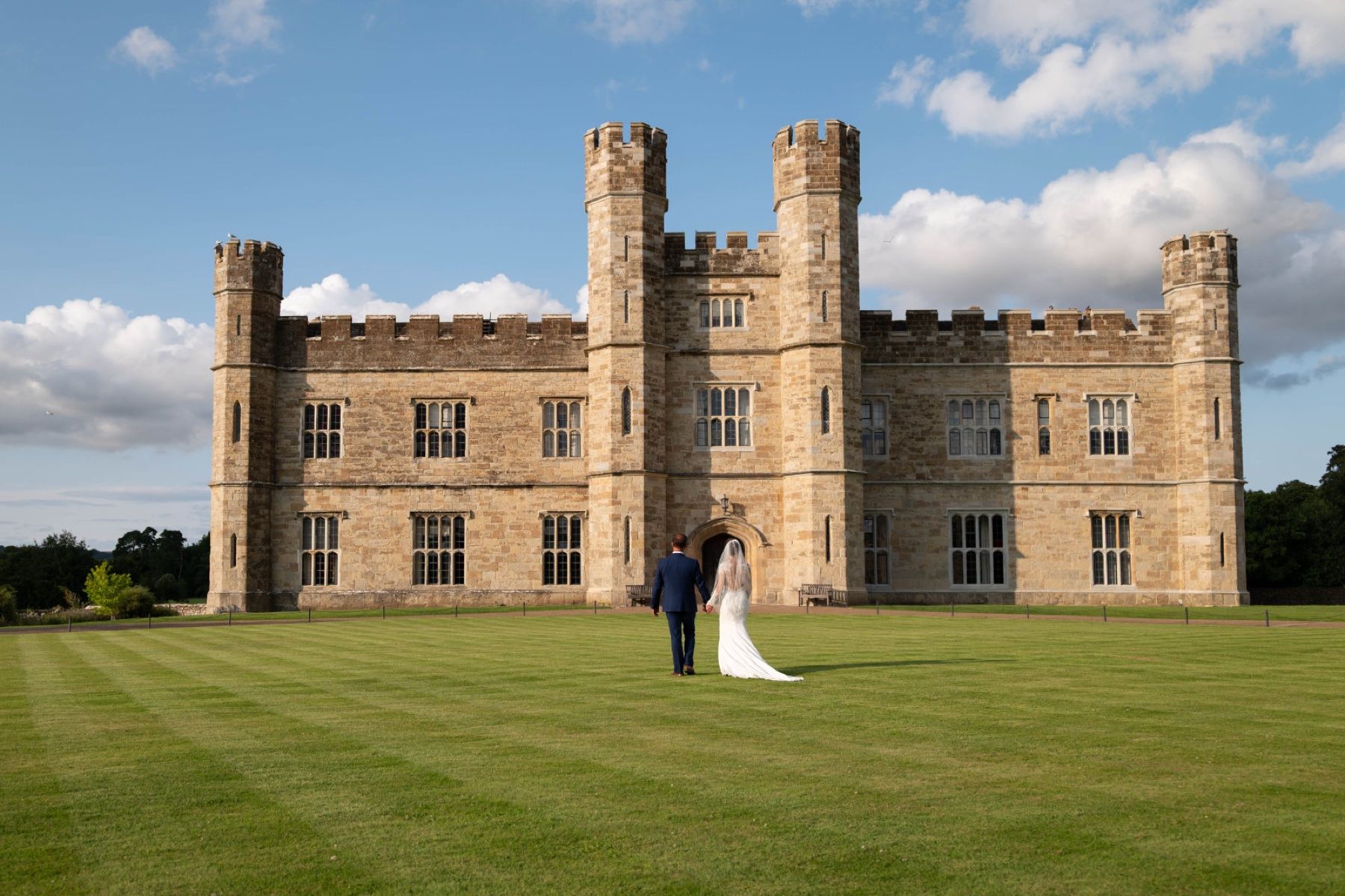 A Wedding Couple in the Castle Grounds, Leeds Castle