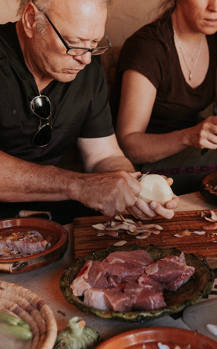 A Moroccan feast, prepared by hand