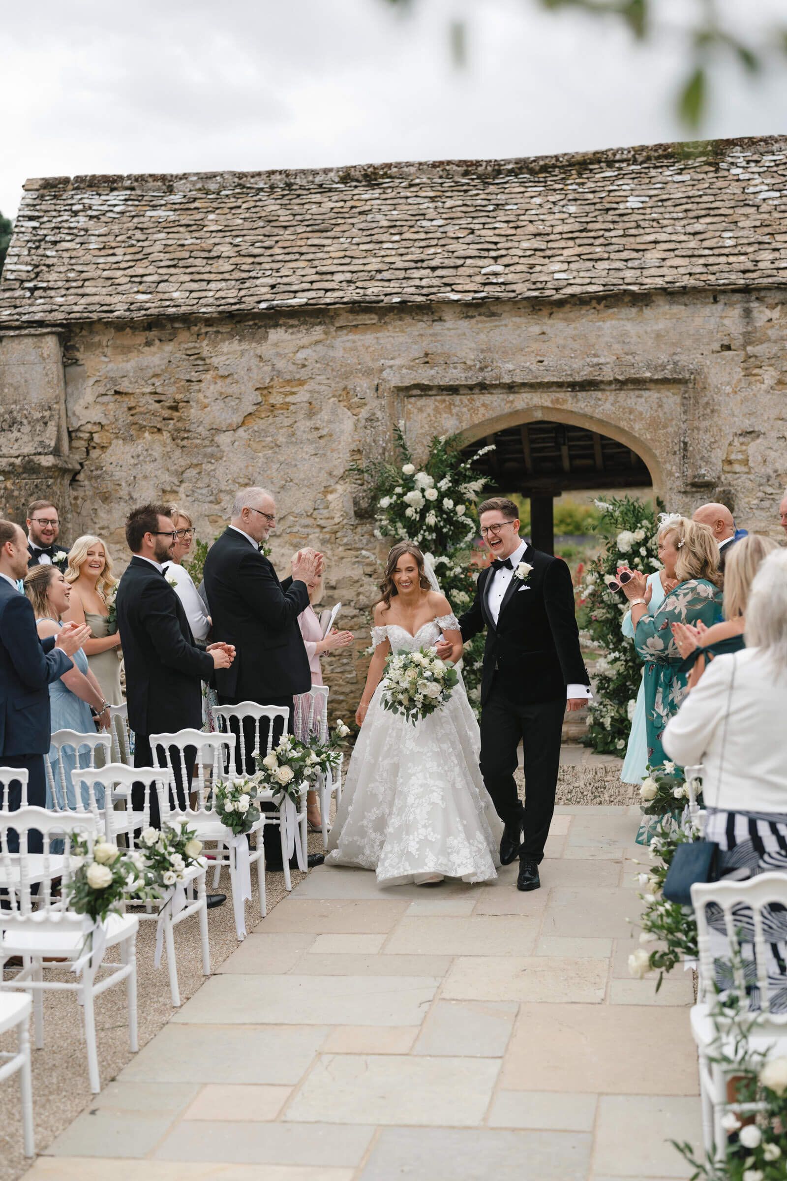 The couple after their ceremony at Caswell House