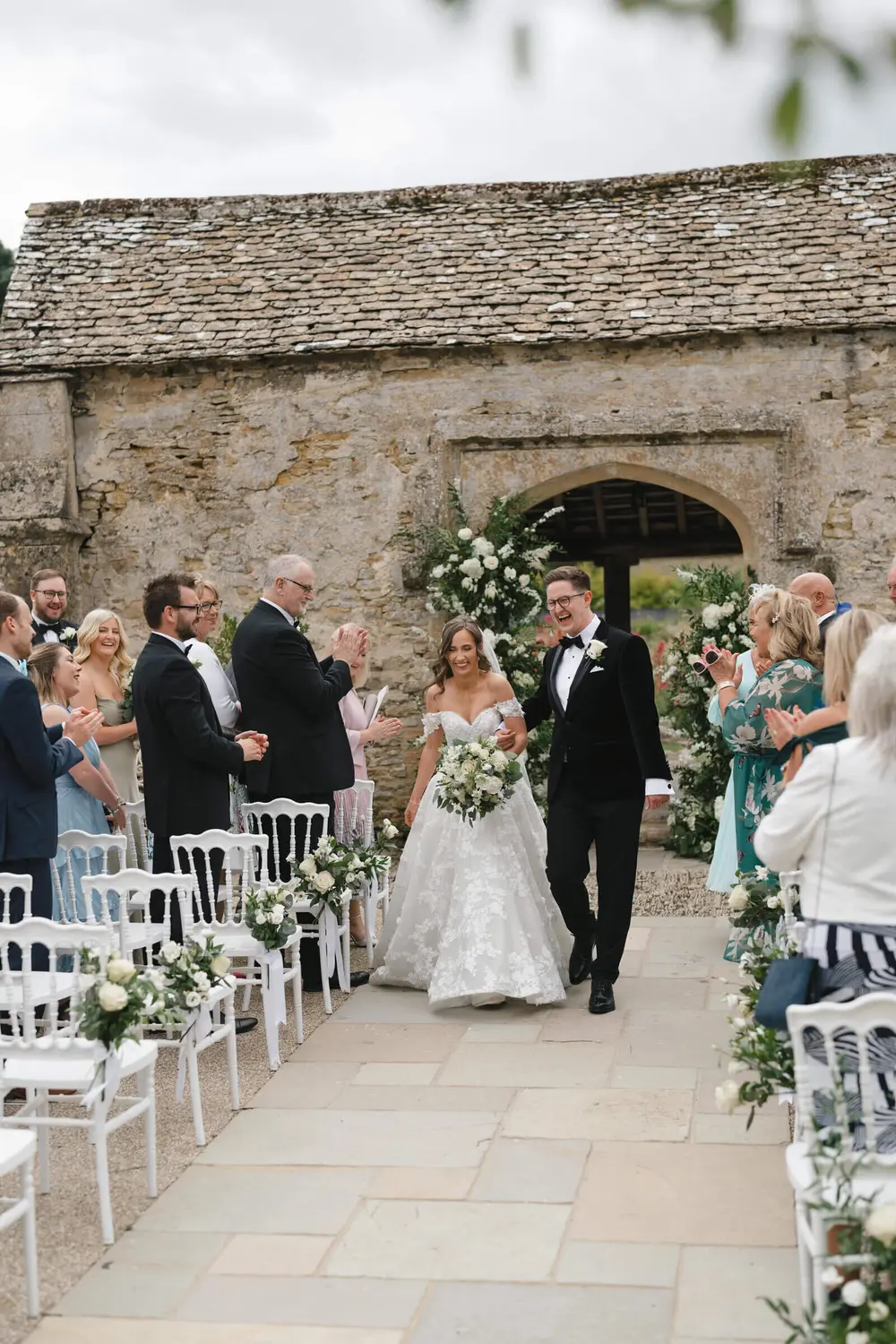 The couple after their ceremony at Caswell House