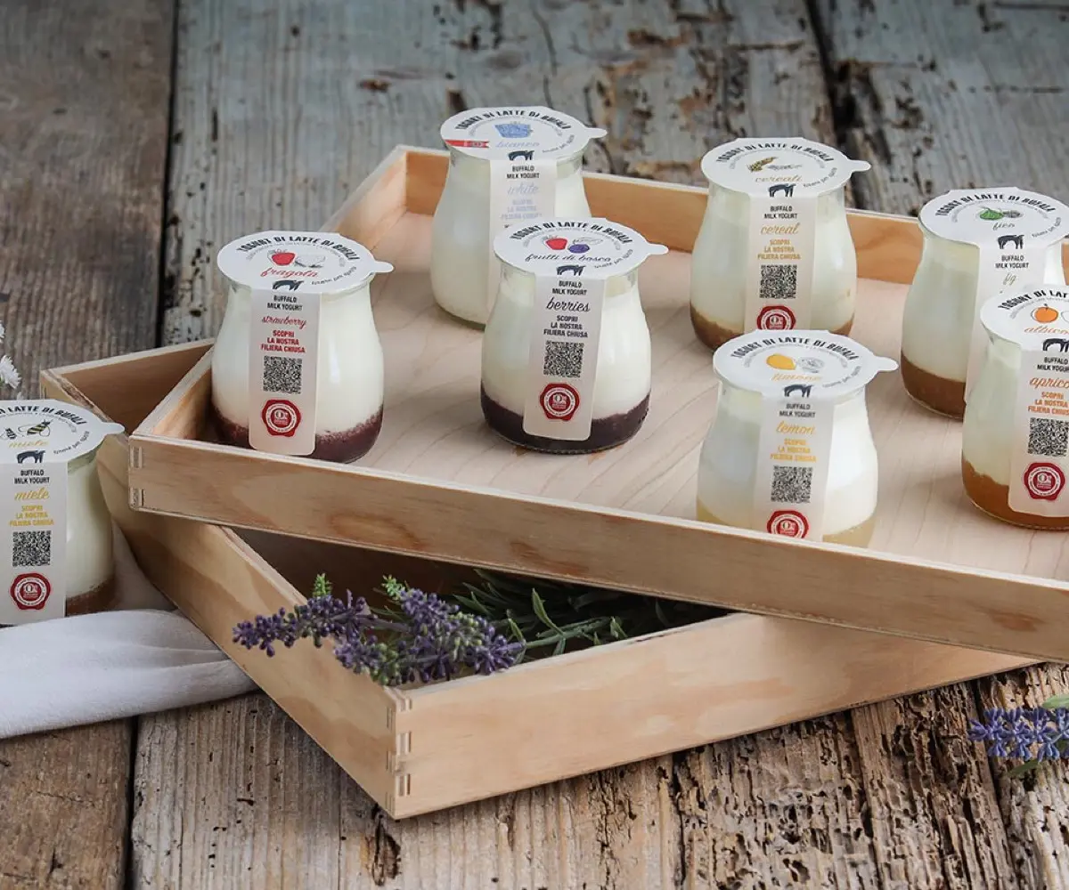 Estate buffalo yogurts at La Dispensa farm shop