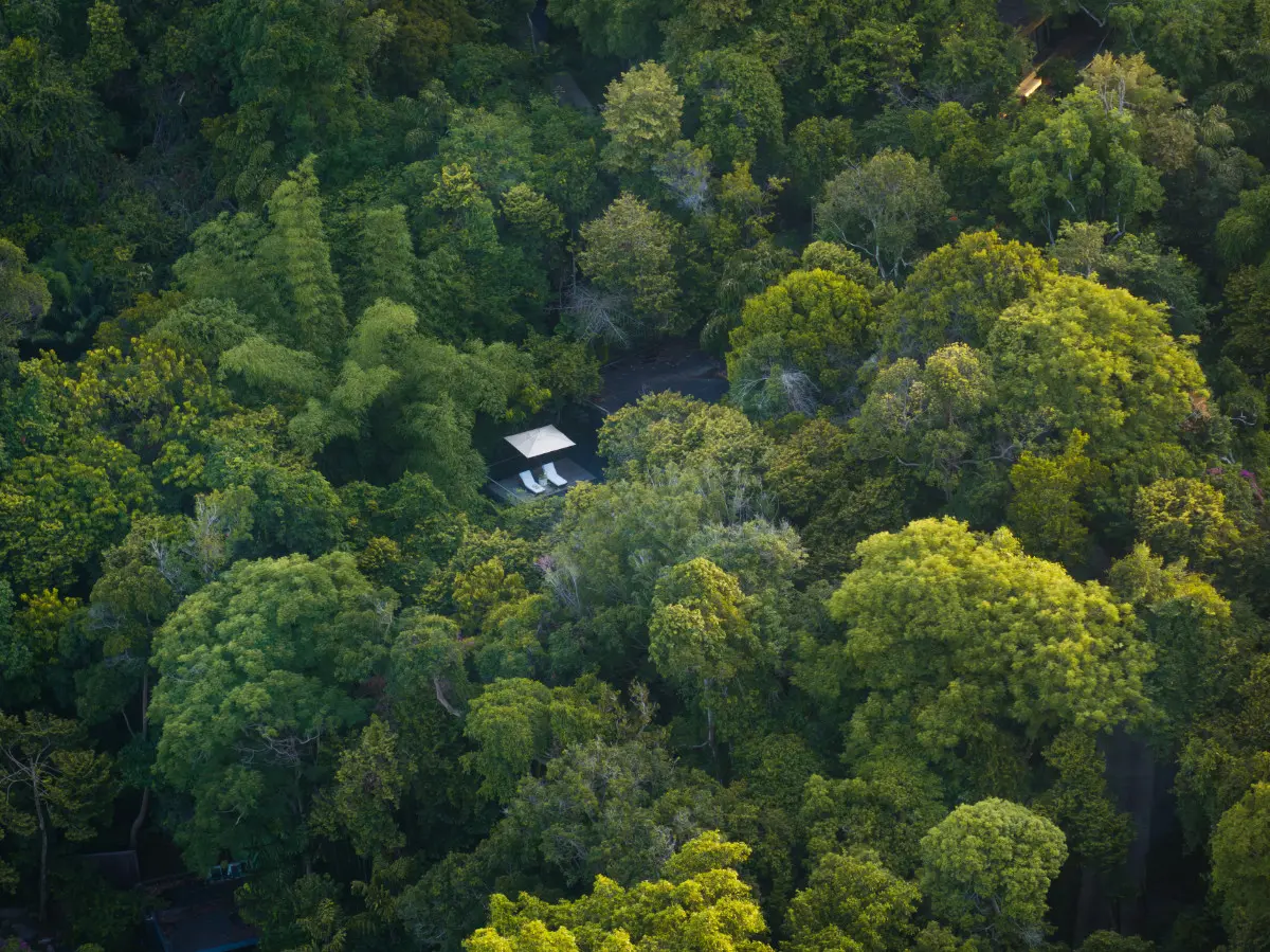 Aerial view at sunrise, Six Senses Krabey Island, Koh Krabey Island, cambodia
